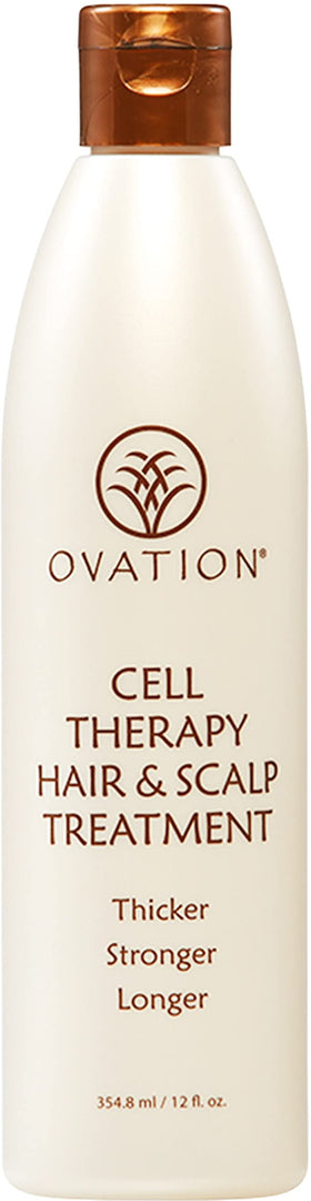Ovation Hair front packaging showing bottle and benefits