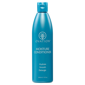 Ovation Hair conditioner front view showcasing 12 oz bottle and branding for reliable hydration