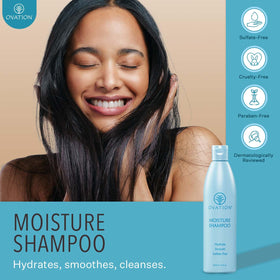 Ovation Hair pump close-up highlighting easy dispensing and salon convenience