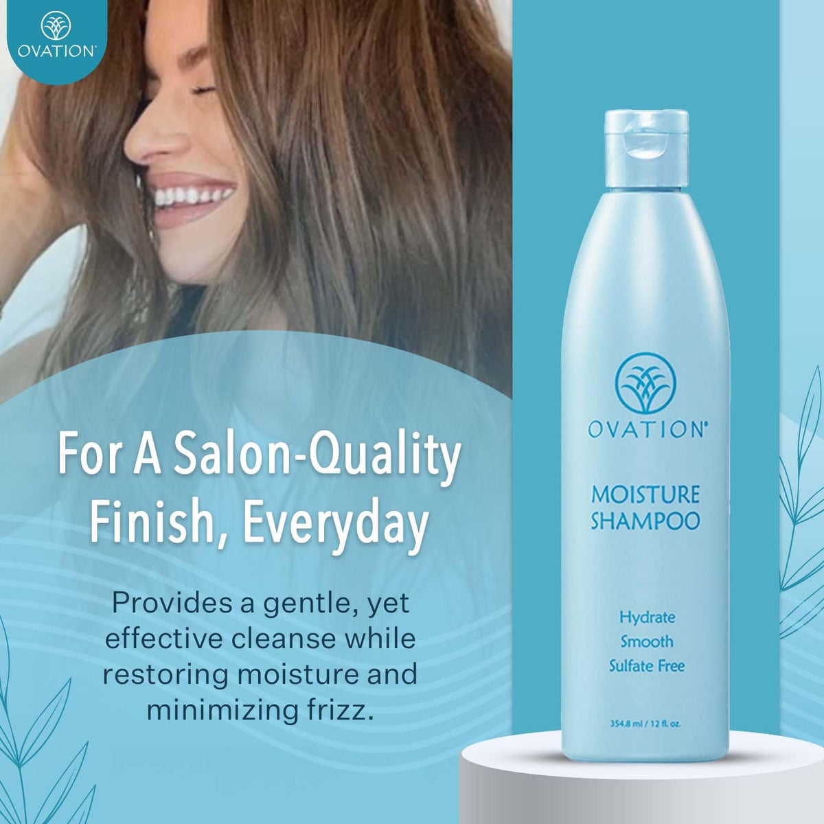 Ovation Hair creamy lather texture demonstrating gentle cleansing and hydration