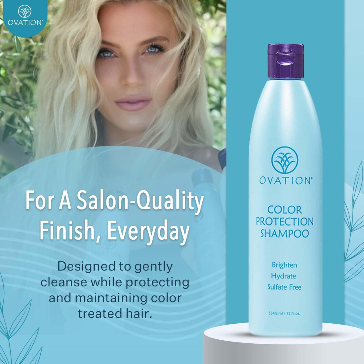 Ovation Hair creamy lather texture that hydrates and protects color