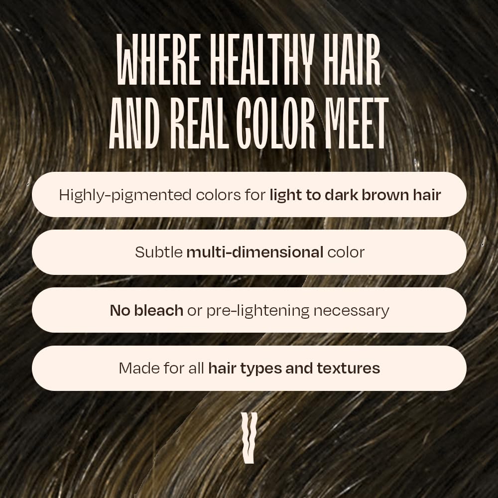 oVertone before and after hair comparison illustrating enriched brown tone