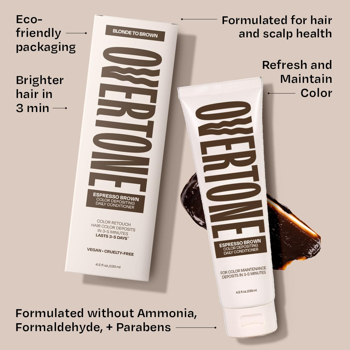 oVertone creamy conditioner texture swirl showing hydrating oil-rich formula