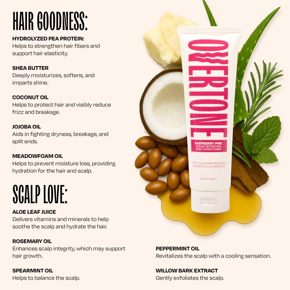 oVertone conditioner in hand showing 4.5oz size and easy grip
