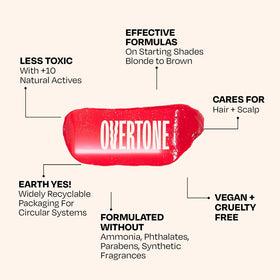 oVertone bottle next to coconut and jojoba oils showing hydrating blend