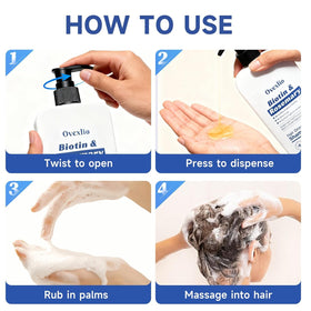 OVEXLIO shampoo being applied in shower to refresh scalp effectively