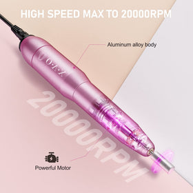 OVX collection of metal drill bits and sanding bands for versatile nail tasks