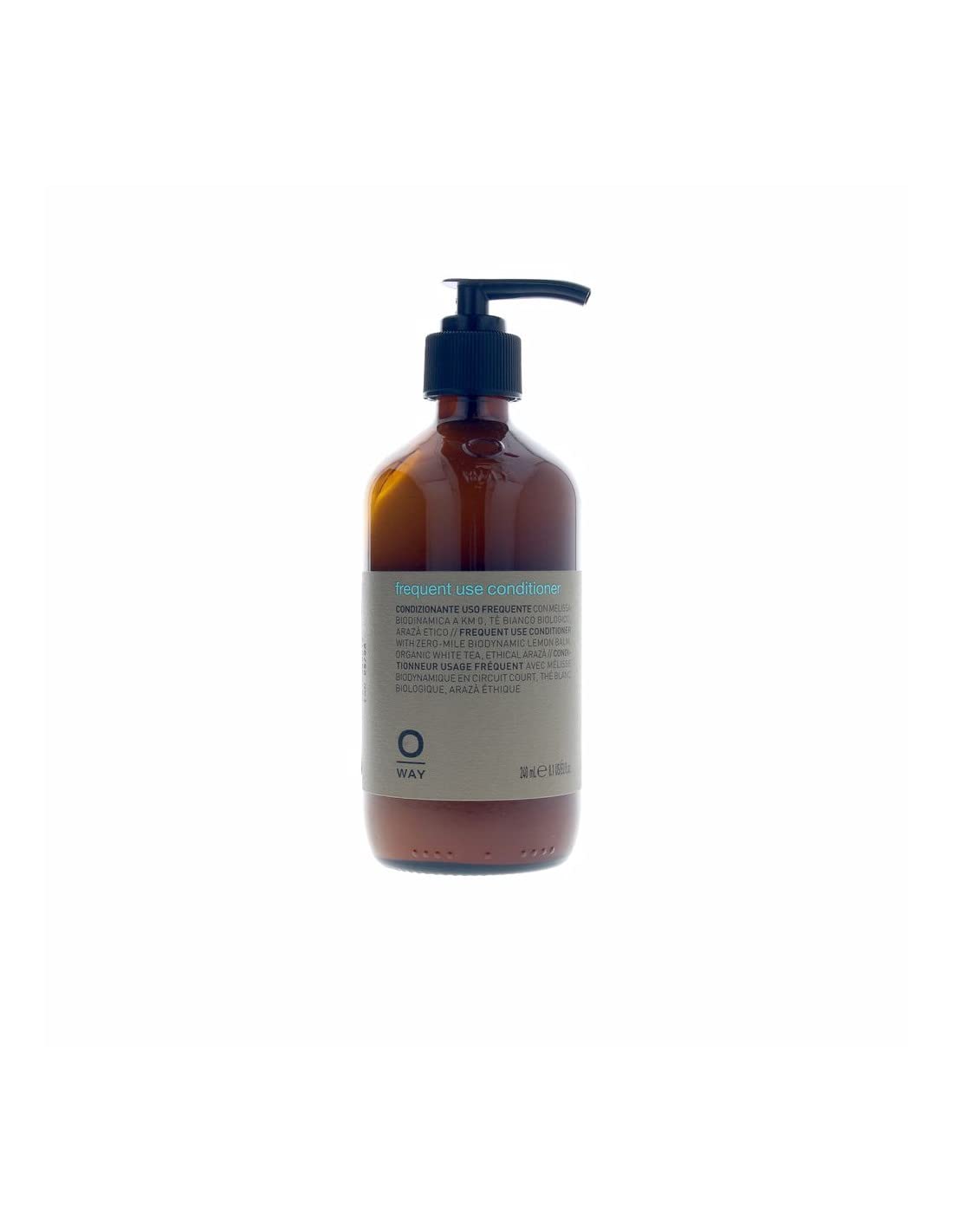 OWAY frequent use conditioner bottle front view showing label and lightweight formula benefits