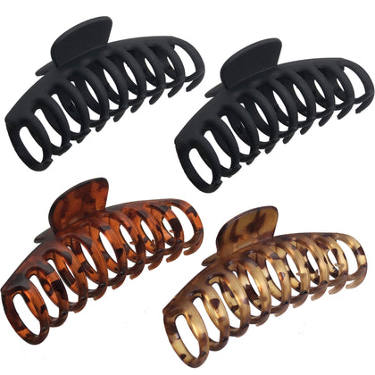 OWIIZI front view of four matte leopard clips showing stylish set and strong hold