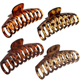 OWIIZI front view of four leopard claw clips showing pattern and sizes for stylish hold