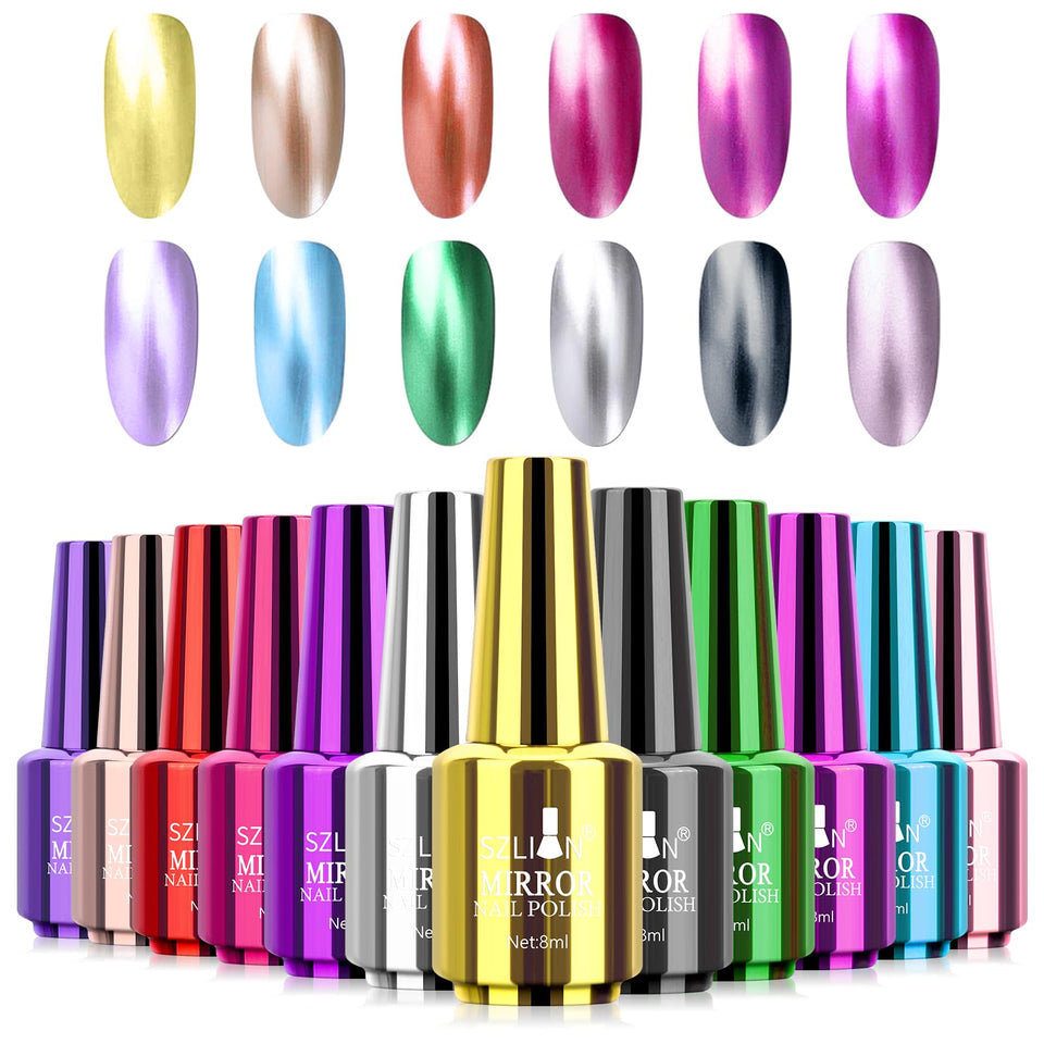Ownest front packaging showing 12 metallic nail polish bottles and palette benefit display