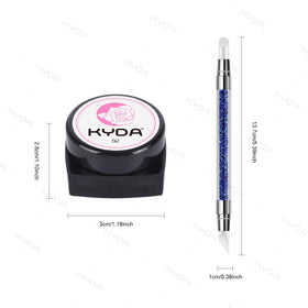 Ownest KYDA manicure scene with tools and finished nails showcasing creative results