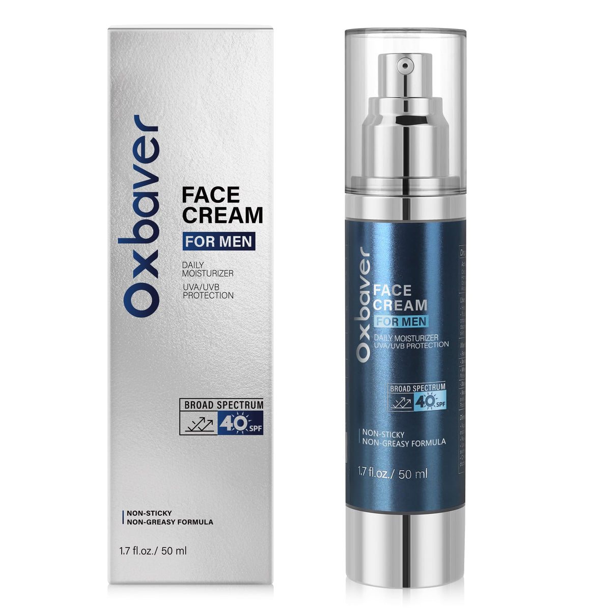 Oxbraver front packaging showing SPF 40 and benefits for daily protection