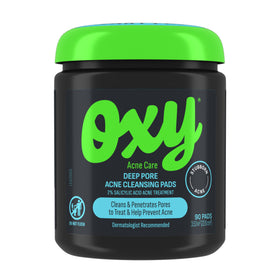 Oxy front packaging showing the product and benefits for clearer skin