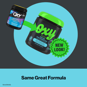 Oxy pad in use on face demonstrating quick, no-rinse blemish treatment