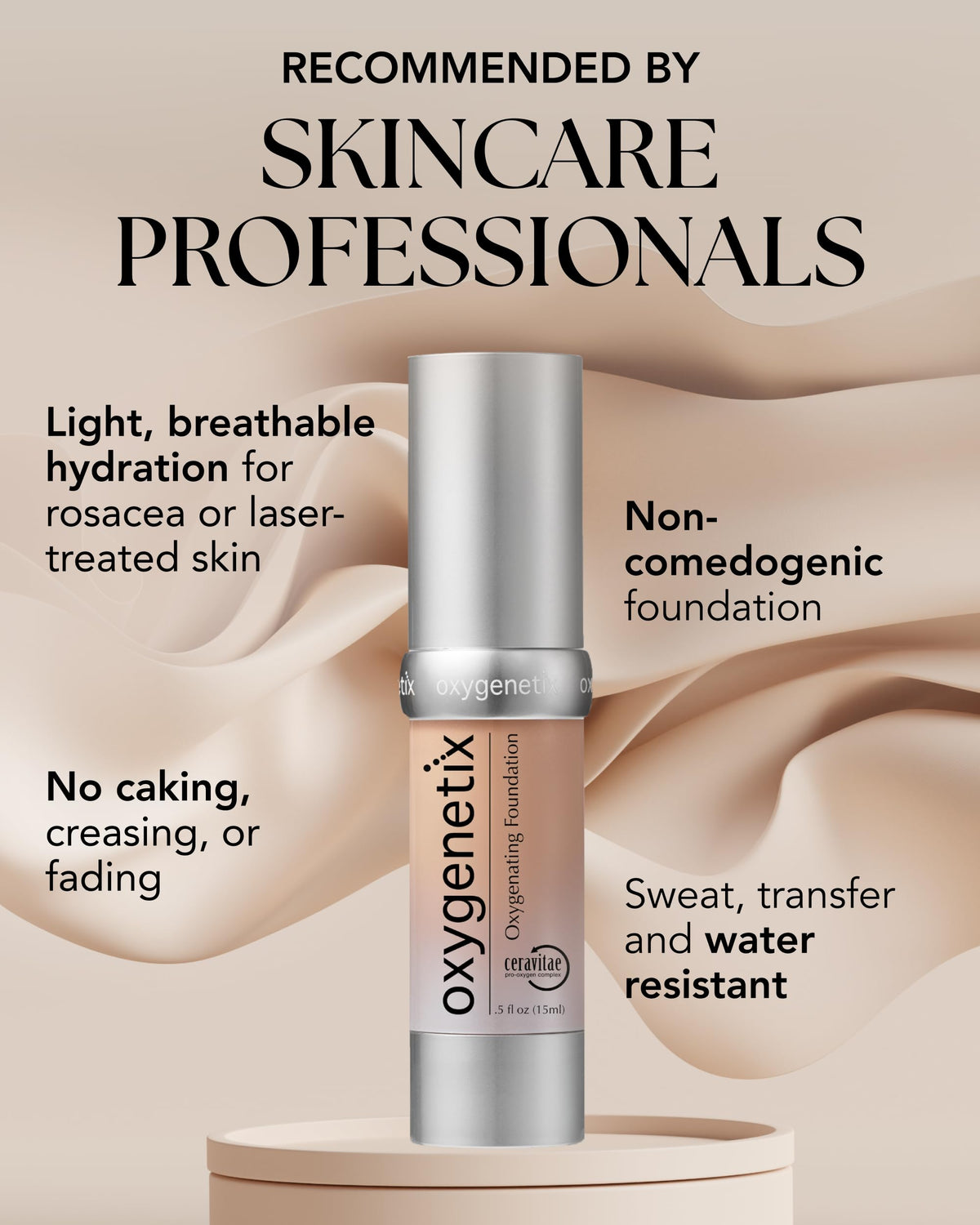 Oxygenetix texture close-up demonstrating lightweight finish and easy blendability