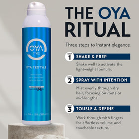 OYA used during styling session demonstrating long-lasting hold benefit
