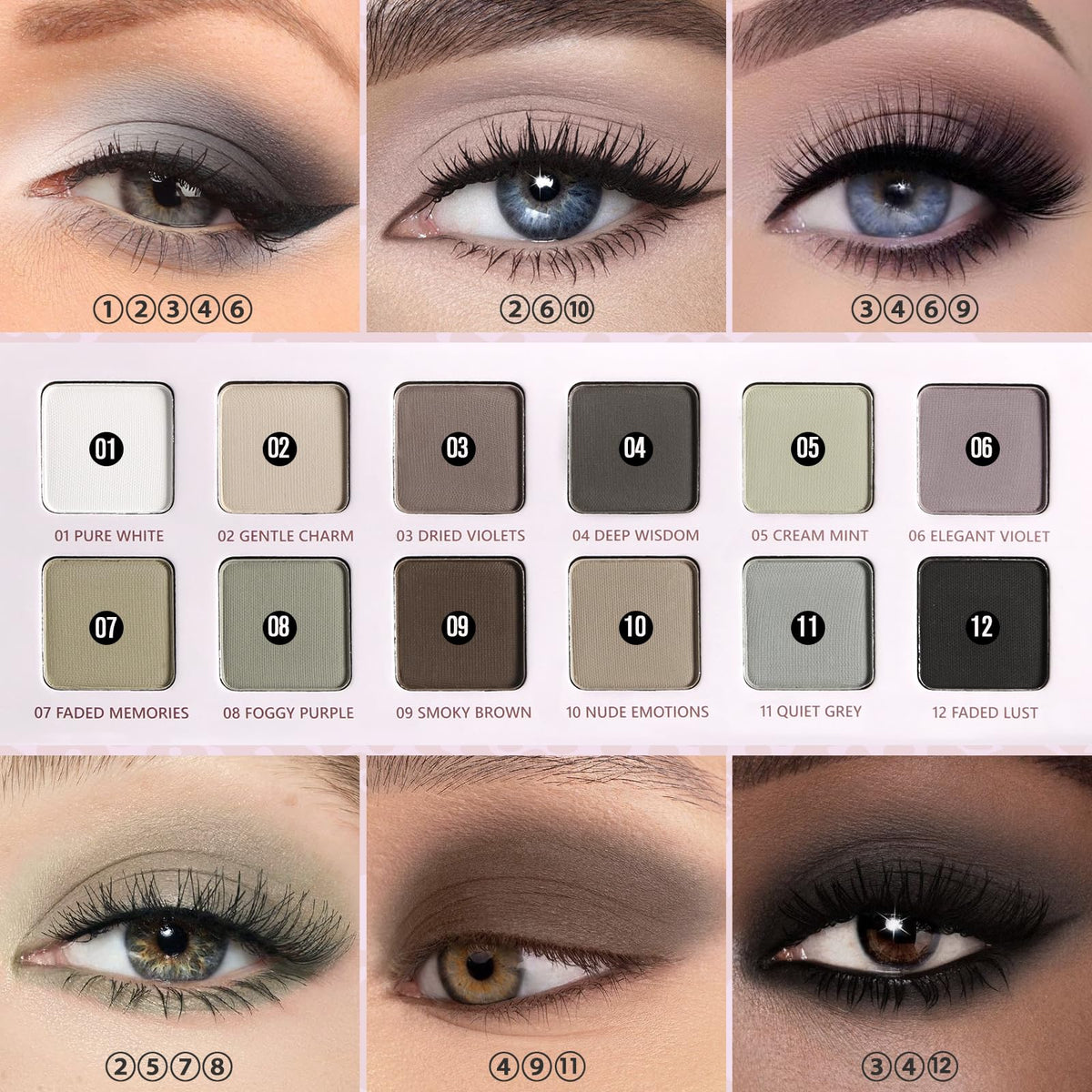 oygcee swatch arm comparison of 12 matte shades illustrating pigmentation range