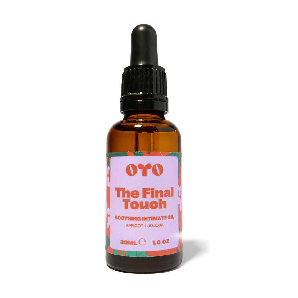OYO front bottle showing label and compact 30 mL size for travel comfort