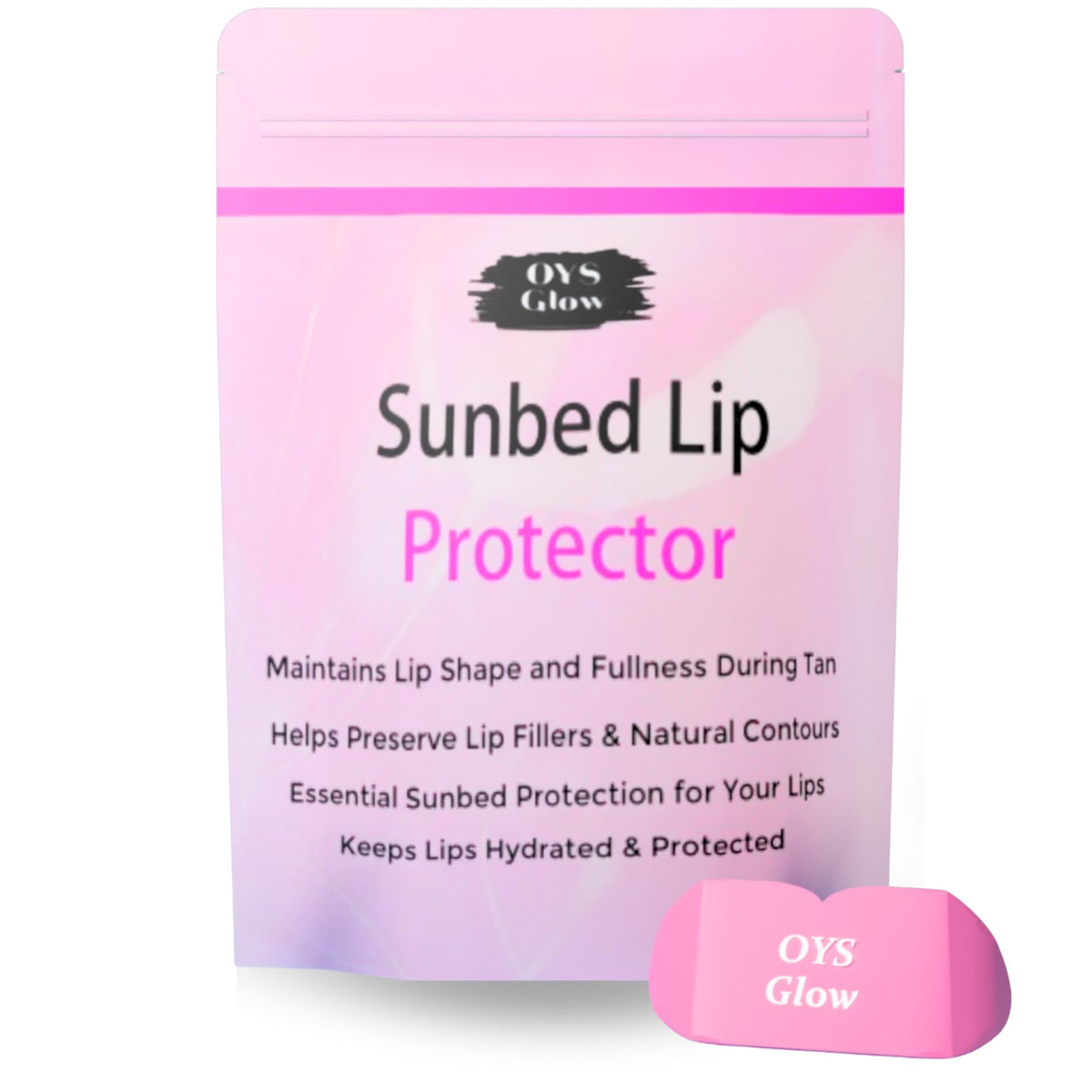 OYS GLOW front view lip cover showing shape and easy placement benefit