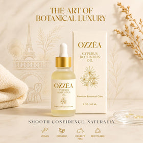 OZZÊA close-up oil texture on pipette illustrating lightweight quick-absorbing finish