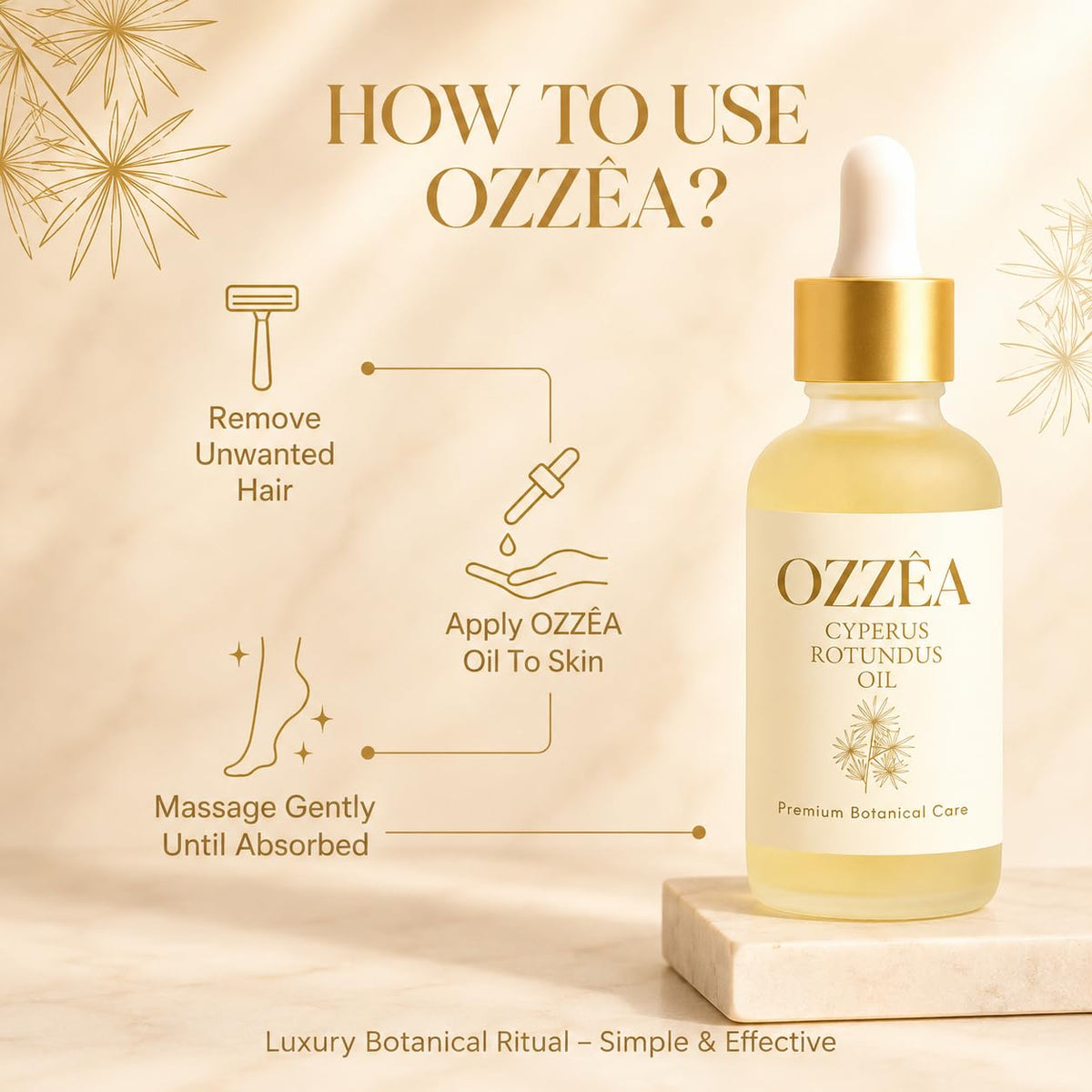 OZZÊA applied to hands demonstrating soothing application and hydrated skin benefit