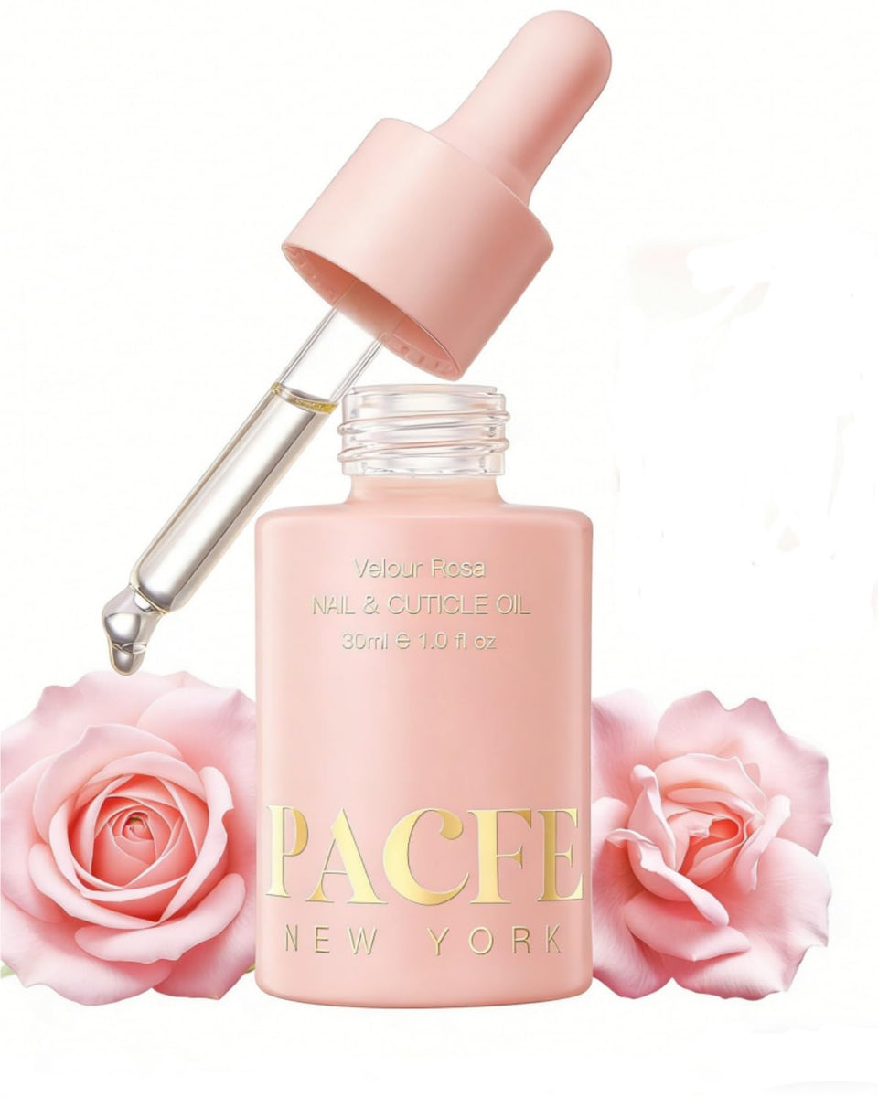 pacfe front bottle showing elegant rose-themed packaging and gift-ready design