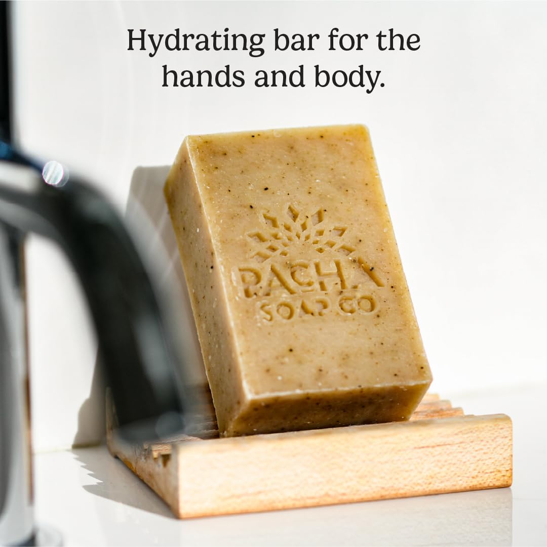 Pacha Soap Co close-up of oats texture providing gentle exfoliation benefit