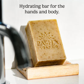 Pacha Soap Co close-up of oats texture providing gentle exfoliation benefit