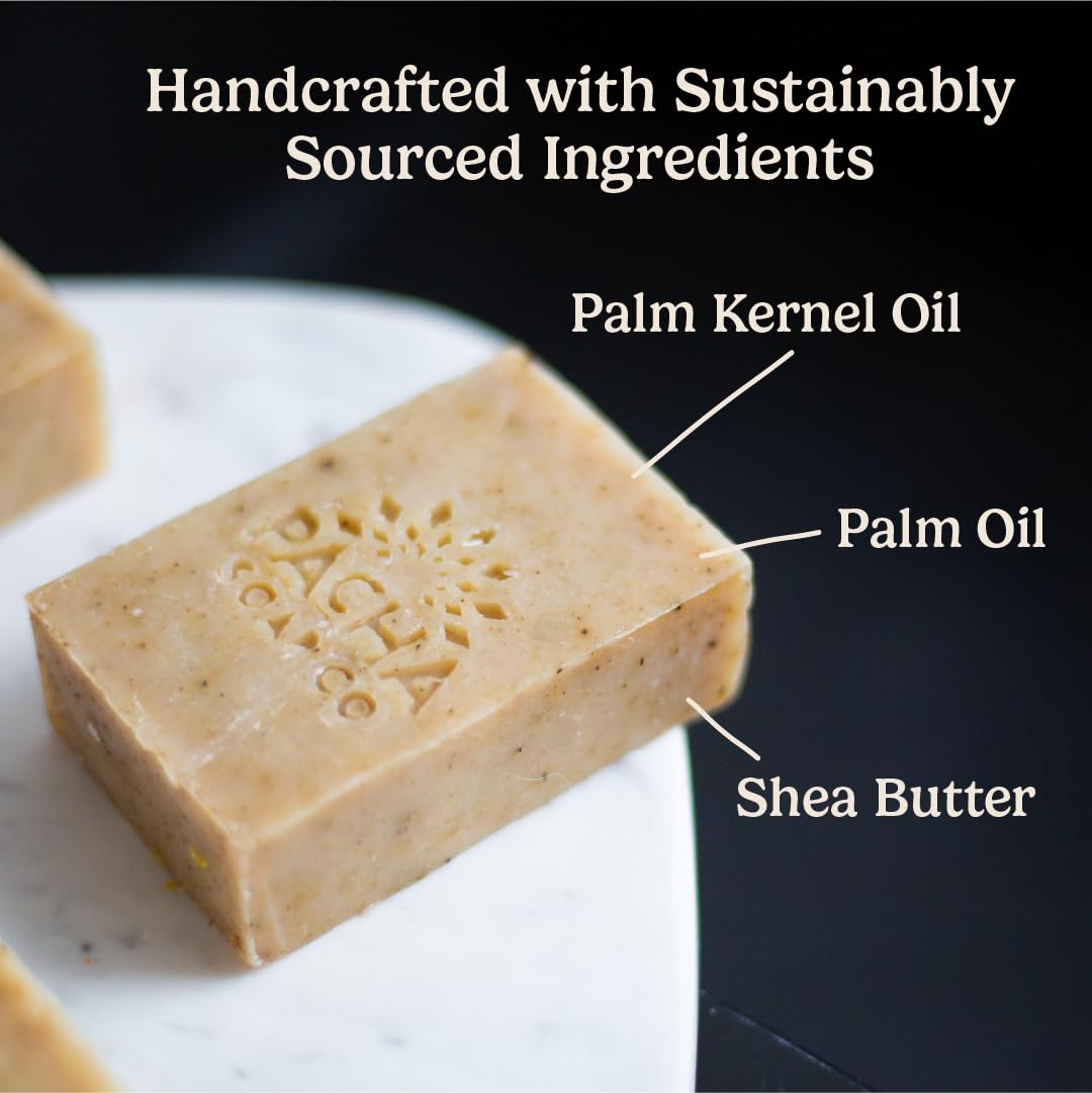 Pacha Soap Co creamy lather in hand demonstrating moisturizing cleanse