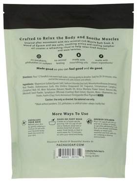 Pacha Soap Co close-up of salt texture and botanicals, shows quality and feel