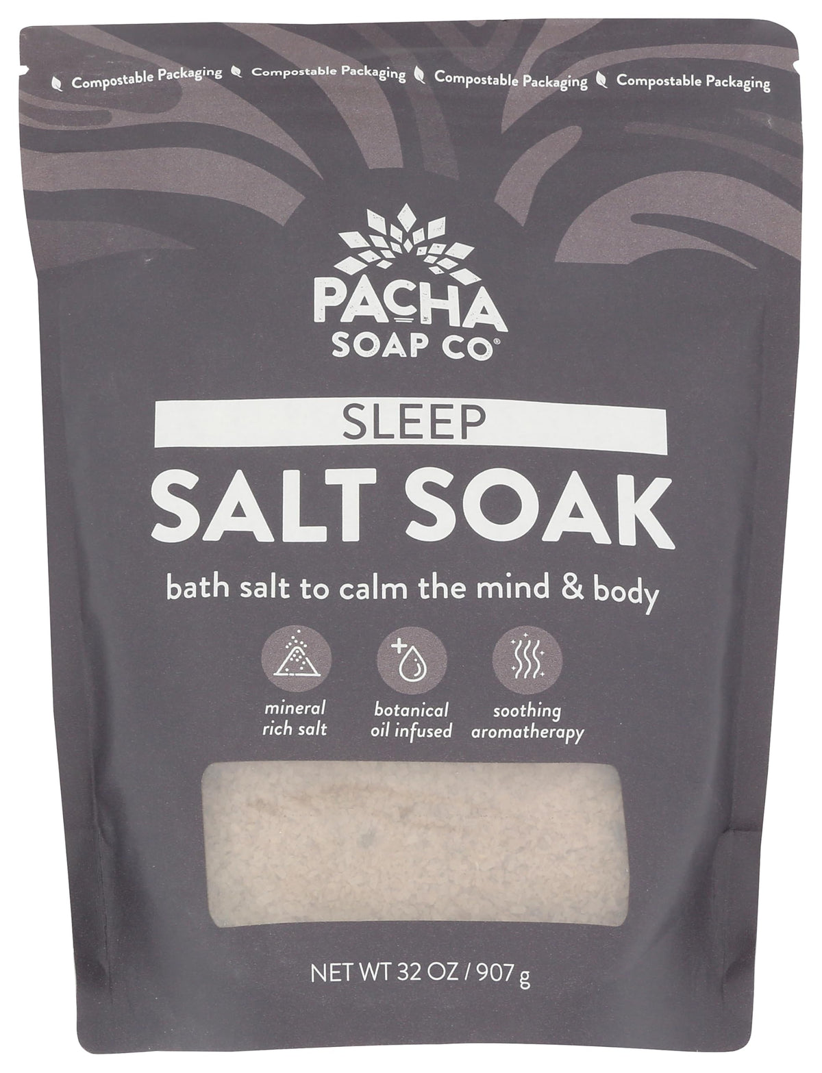 Pacha Soap Co jar front view showing label and jar size for easy selection
