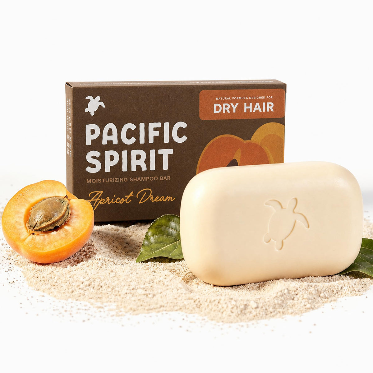 Pacific Spirit front packaging showing bar and benefits for dry hair