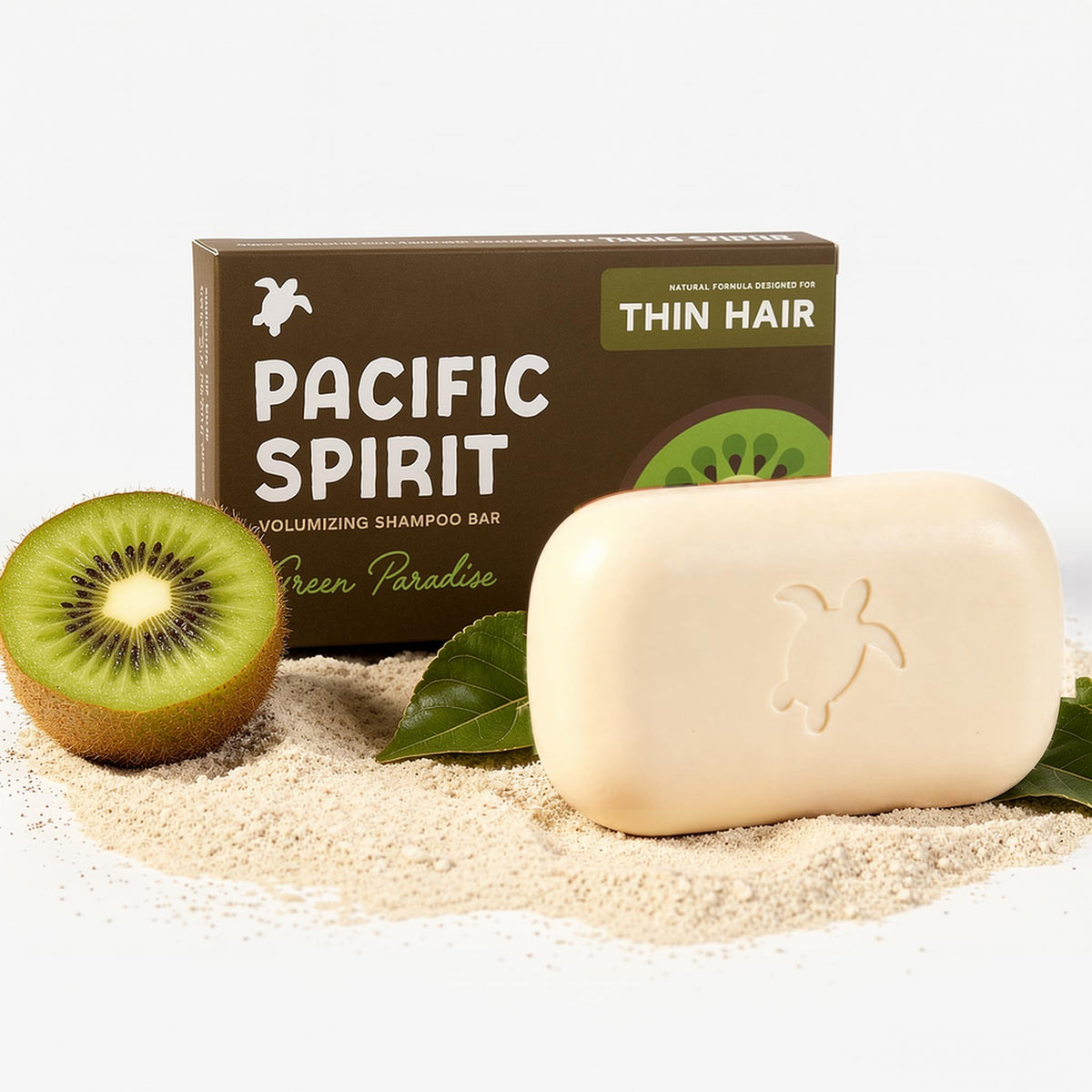 Pacific Spirit front packaging showing bar and eco-friendly benefit