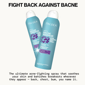 Pacifica spray mist dispersing over skin for even coverage and easy application