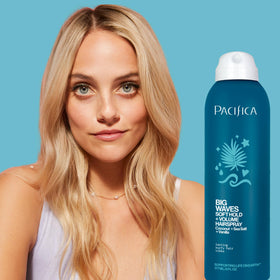 Pacifica Big Waves in beach setting styling hair for natural tousled look benefit