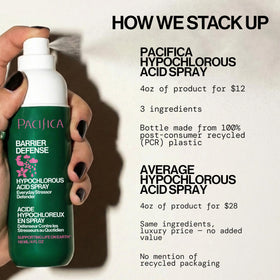 Pacifica bottle beside serum and sunscreen for layerable routine