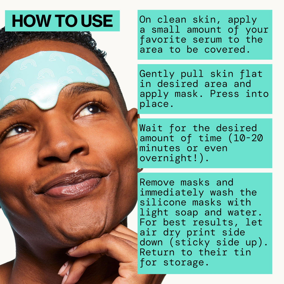 Pacifica brow mask cleaning rinsing under water for easy maintenance and reuse