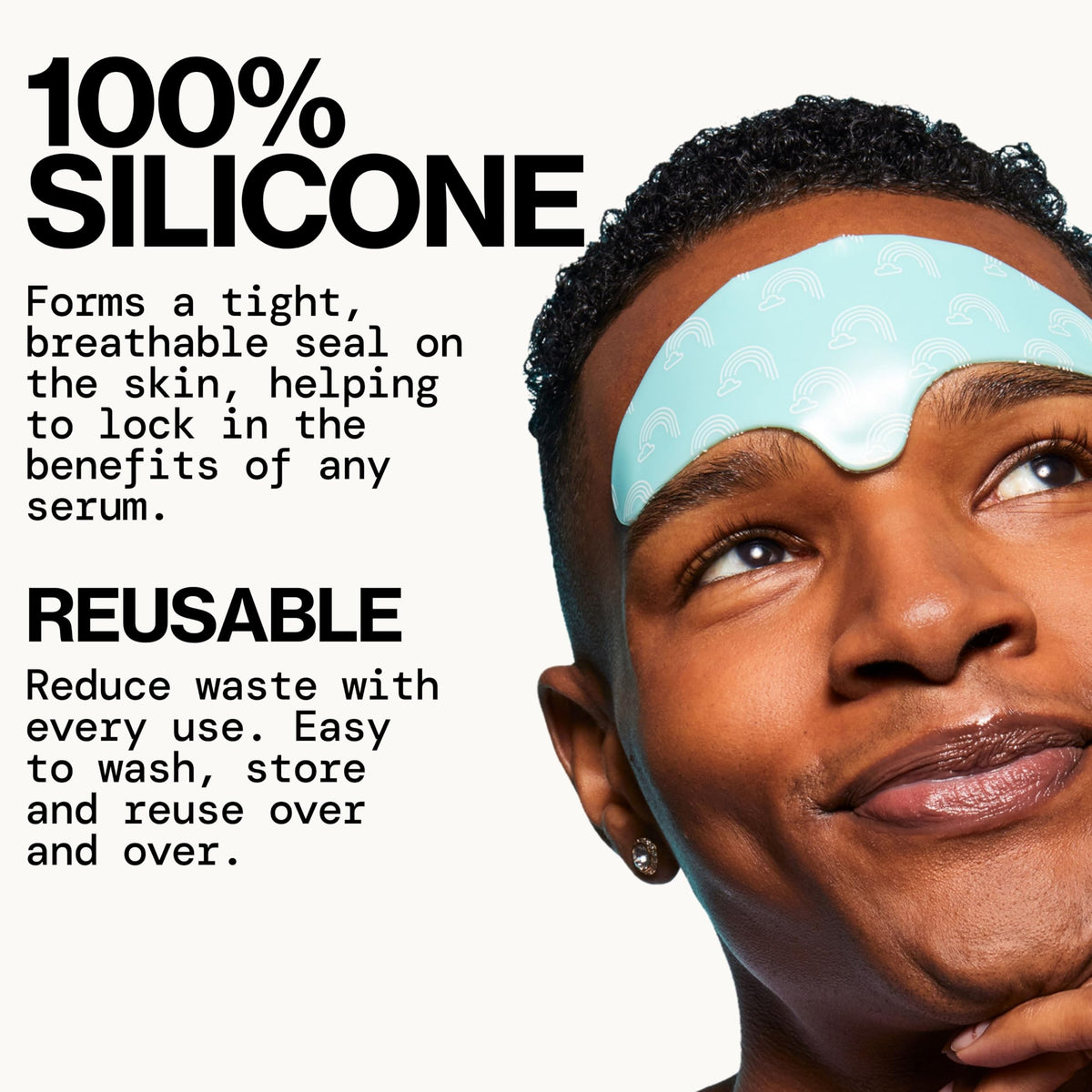 Pacifica brow mask texture close-up highlighting silicone finish and gentle adhesion