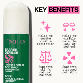 Pacifica label listing HOCl, sodium chloride, electrolyzed water benefits