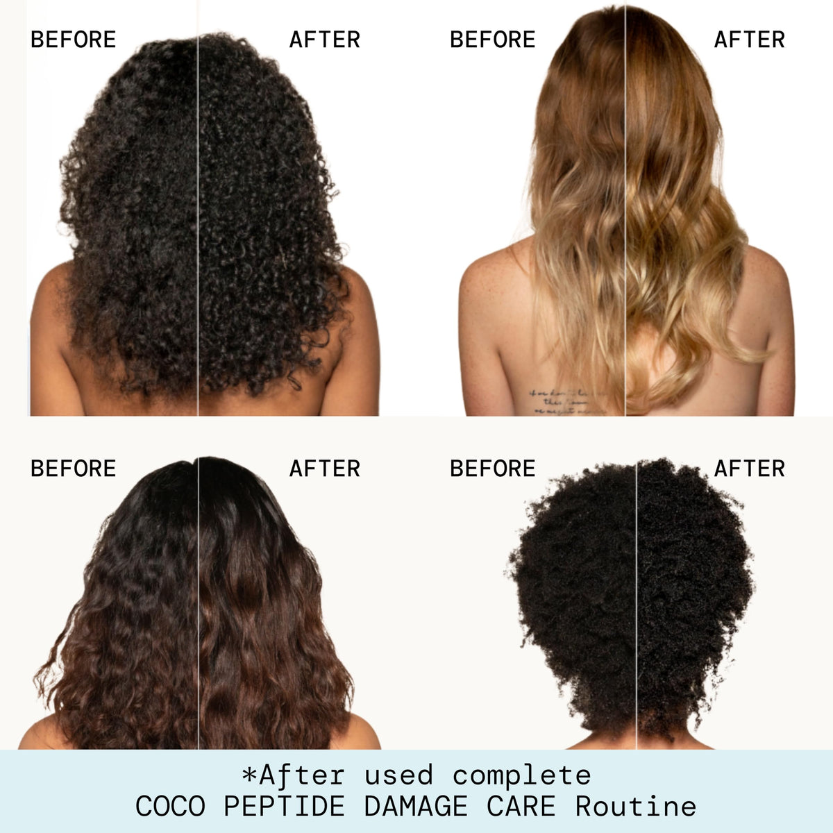 Pacifica Coco Bond before and after hair comparison showing repair benefits