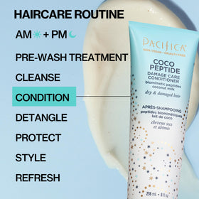 Pacifica duo in a bathroom lifestyle scene suggesting daily tropical-scented care