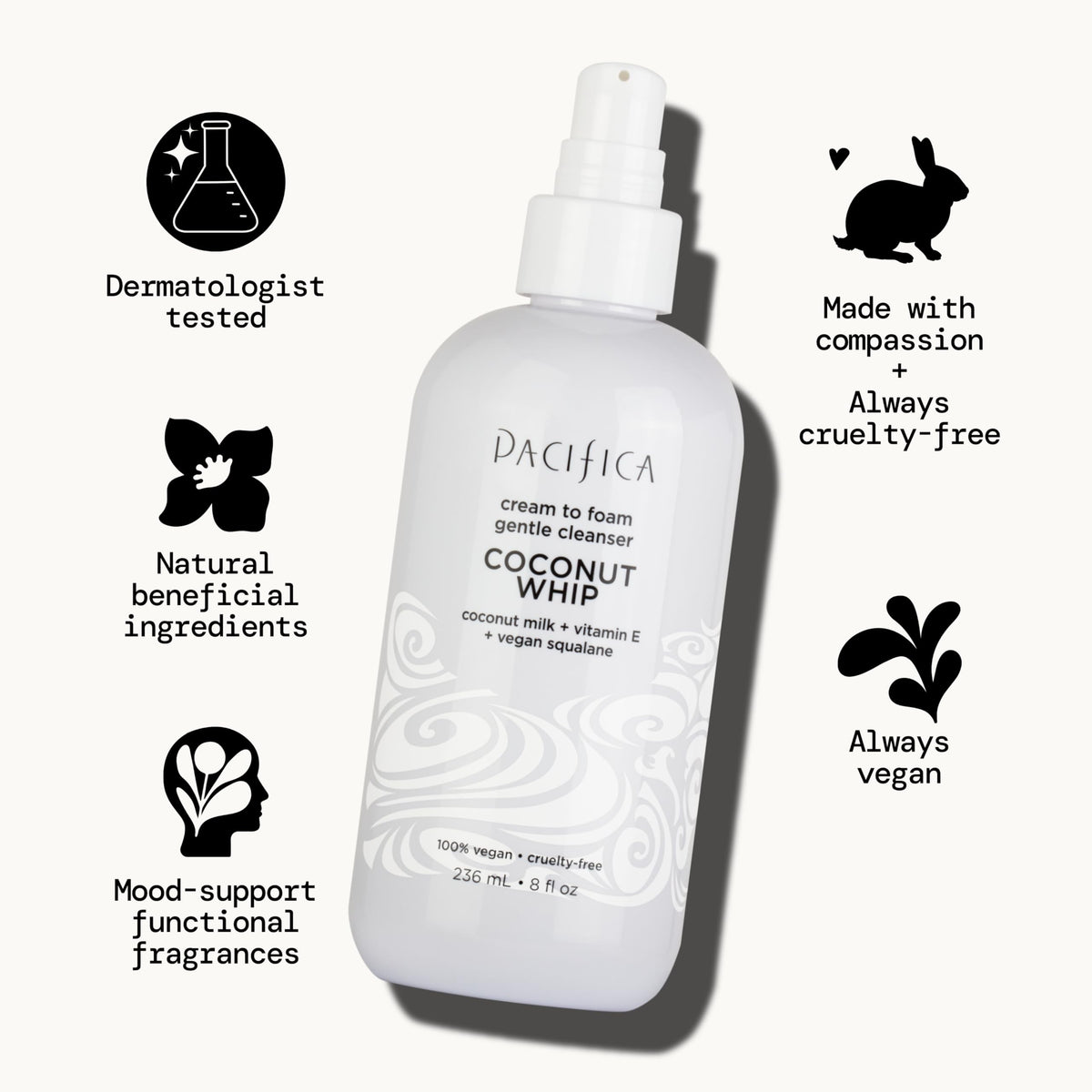 Pacifica cream texture spread on fingers showing rich hydration and creamy feel