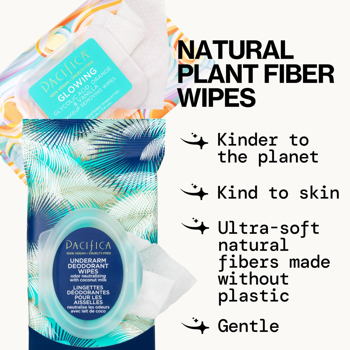 Pacifica deodorant wipe texture close-up showing gentle, absorbent fibers