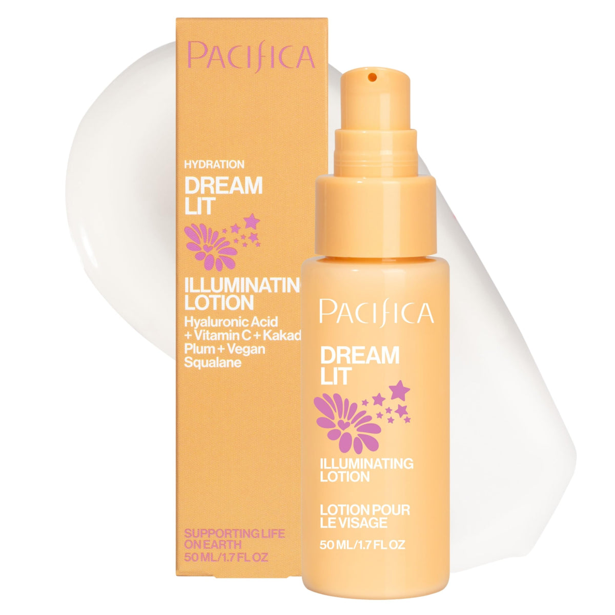 Pacifica Dreamlit front packaging showing moisturizer and benefits