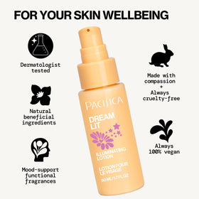 Pacifica Dreamlit pump dispensing creamy illuminating lotion easily