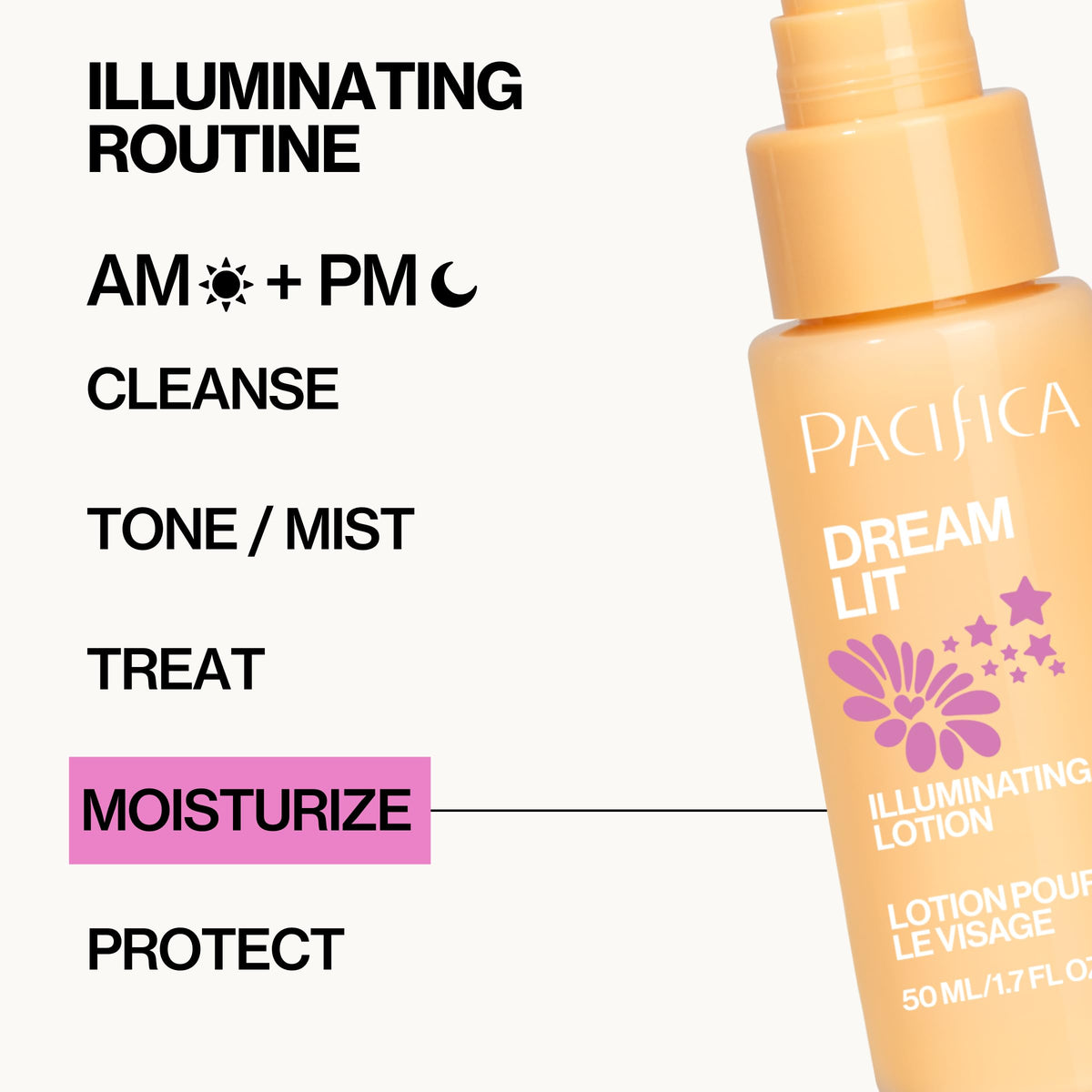 Pacifica Dreamlit recycled bottle highlighting eco-friendly packaging