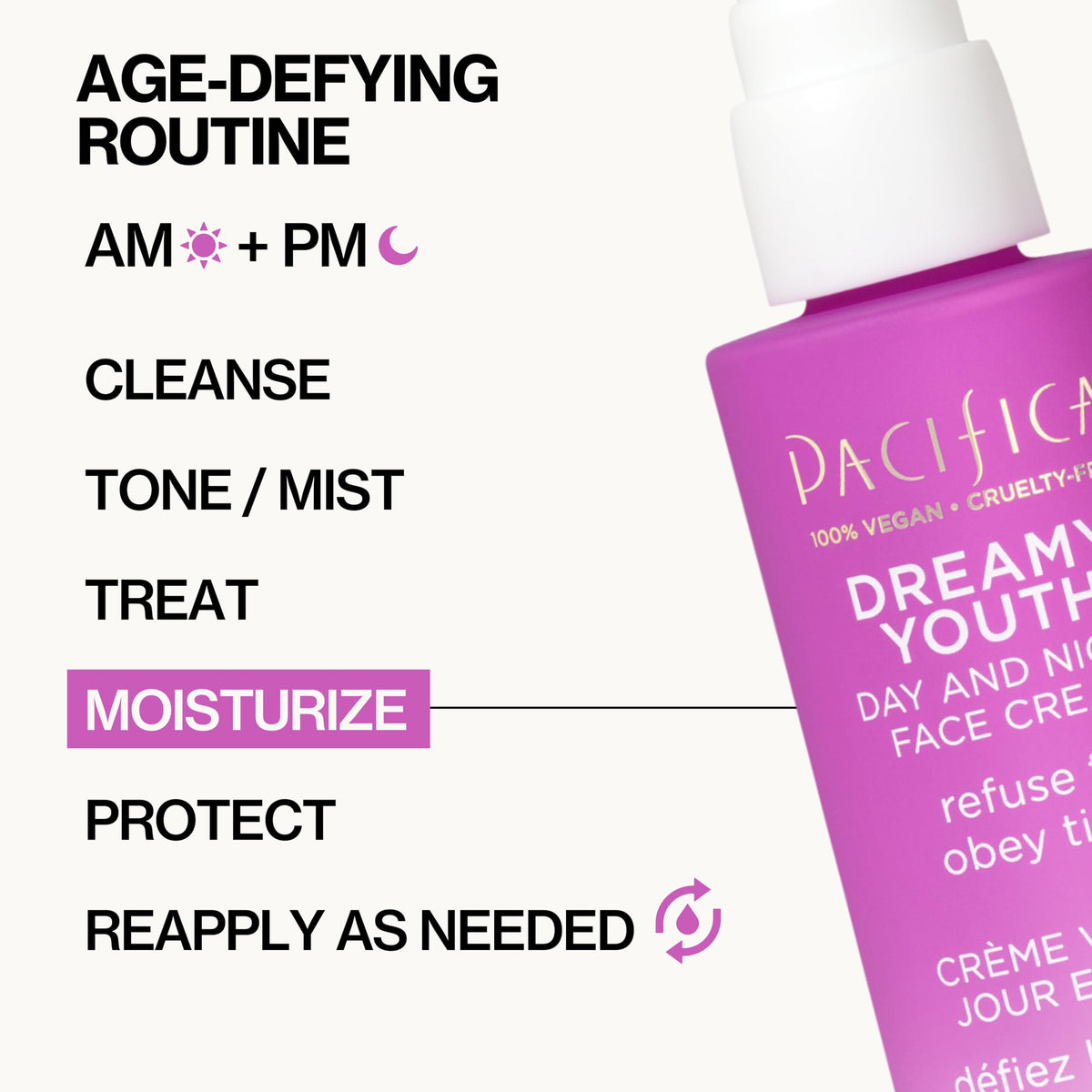 Pacifica open jar top view, reveals silky cream for deep hydration benefit
