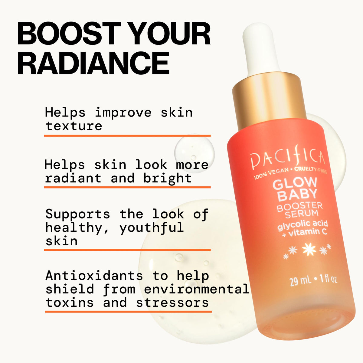 Pacifica dropper dispensing serum onto fingertip for targeted application