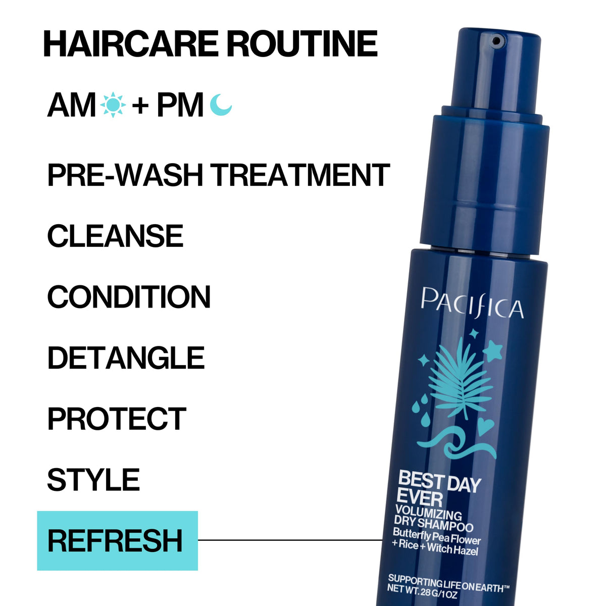 Pacifica before and after hair demonstrating lifted, refreshed look